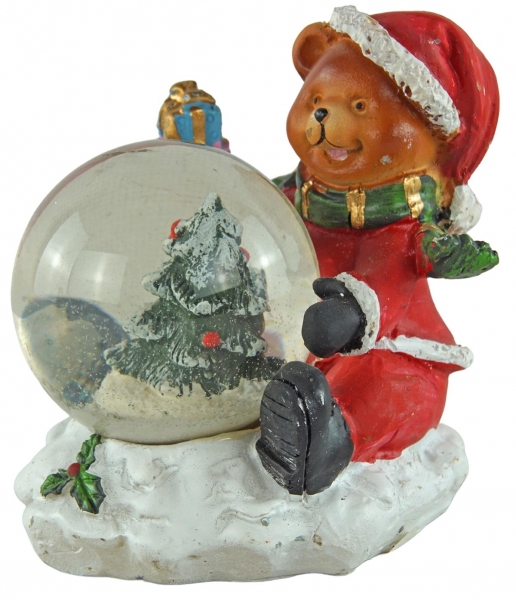 Preview: Außergewöhnliche Schneekugeln Nikolaus und Teddybär 4er Set ca. 7,5 cm - Dekoration